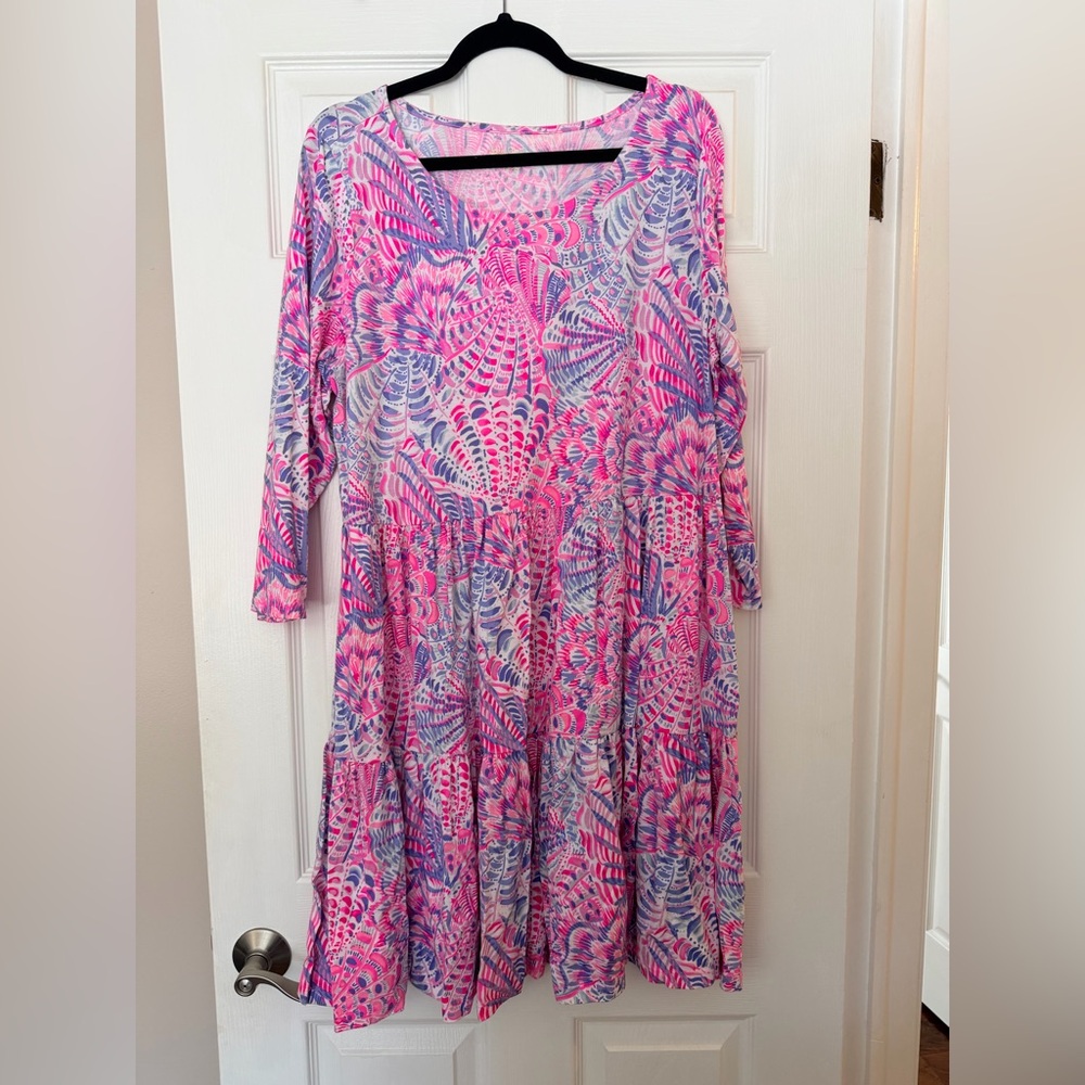 Lilly Pulitzer Geanna Swing dress “Raz Berry Sea You Soon" XXL